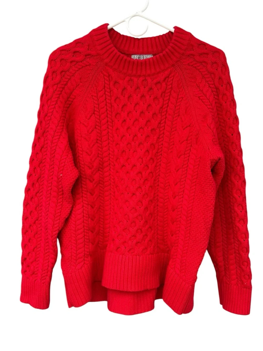 J. Crew Heavyweight Cable Knit Crewneck Sweater - Red - Size Medium 100% Cotton